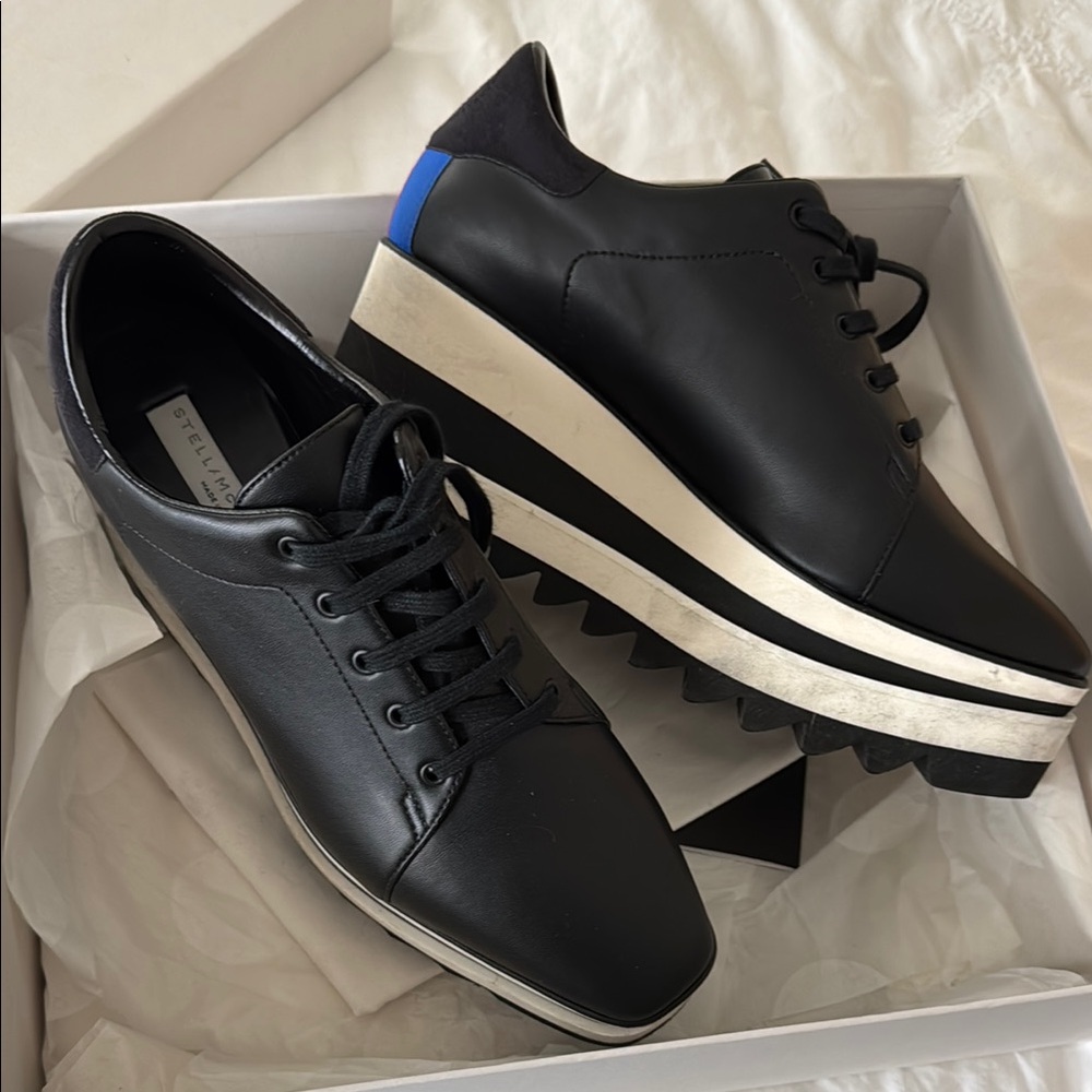 Stella McCartney Black and Blue Minimalist Sneakers